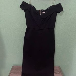 GB off-the-shoulder black bodycon dress